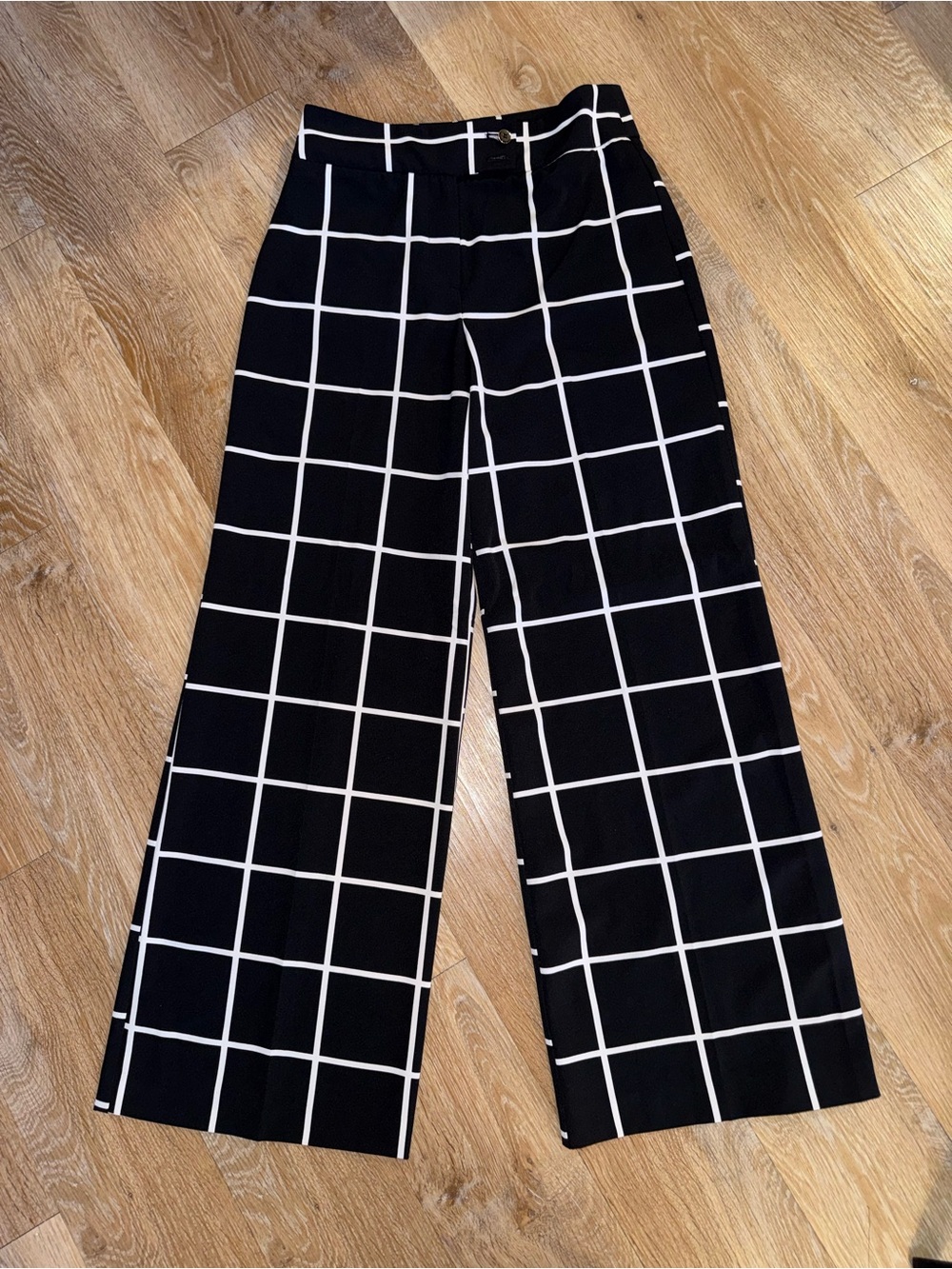 New York & Company Black Wide-Leg Windowpane Pants